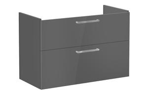 VitrA Root Flat 100cm 2 Drawer Washbasin Unit - Anthracite High Gloss